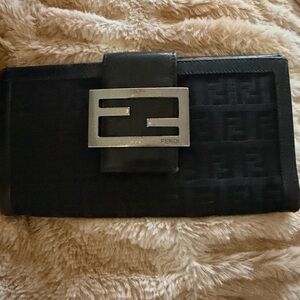 Fendi Black wallet with Silver Logo
